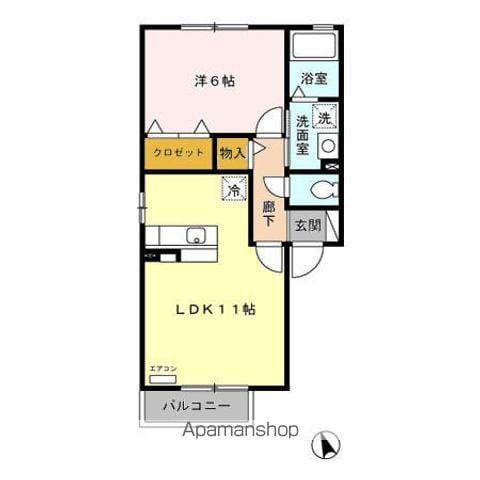 ELYSION北白山台C(1LDK/2階)の間取り写真