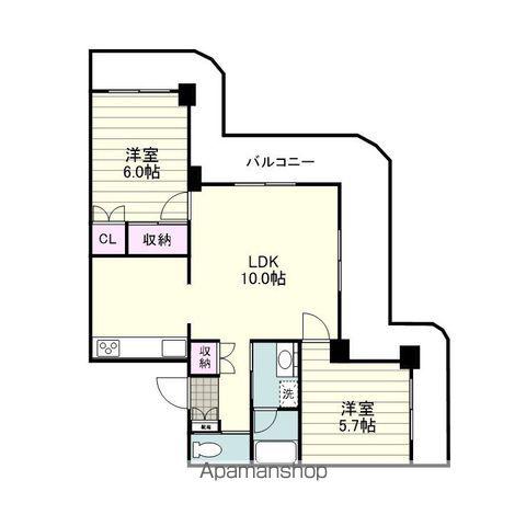 ストークマンション鹿児島(2LDK/7階)の間取り写真