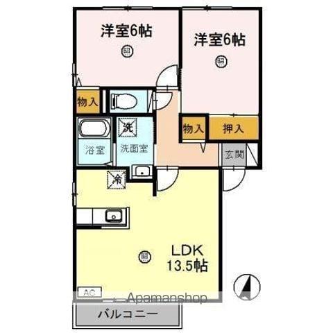 トゥルースタウン(2LDK/2階)の間取り写真