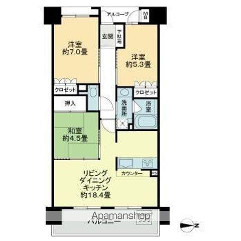 サーパスシティ栗林公園イーストテラス(3LDK/14階)の間取り写真