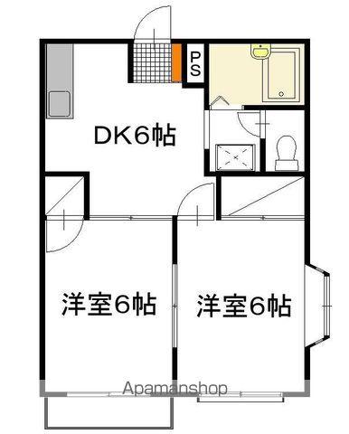 ロックヒル(2DK/1階)の間取り写真