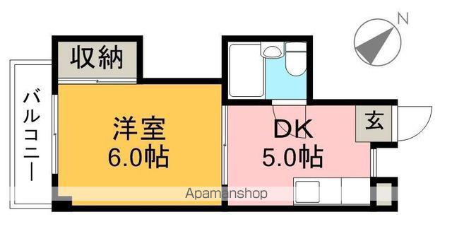 スカイハイツ塚ノ原(1DK/2階)の間取り写真