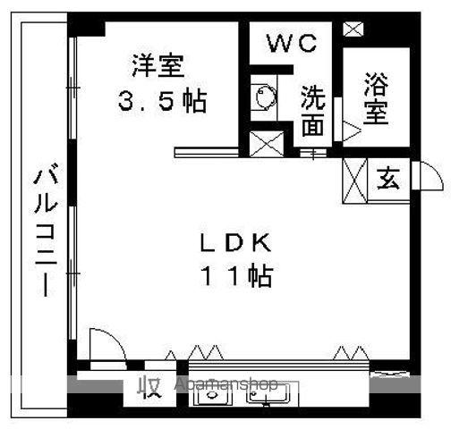 HAPPYFEELINSHINMACHI(1LDK/8階)の間取り写真