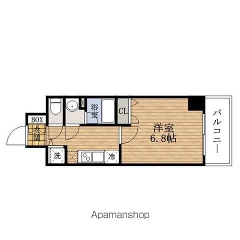 ラヴSHINSAIBASHIウエスト(1K/2階)の間取り写真