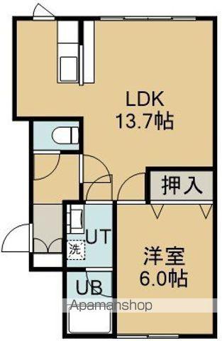 リバーサイド(1LDK/2階)の間取り写真