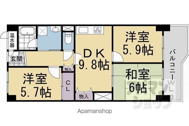 桂川ハイツ(3DK/9階)の間取り写真