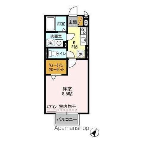 グランヴェルジェ1(1K/2階)の間取り写真