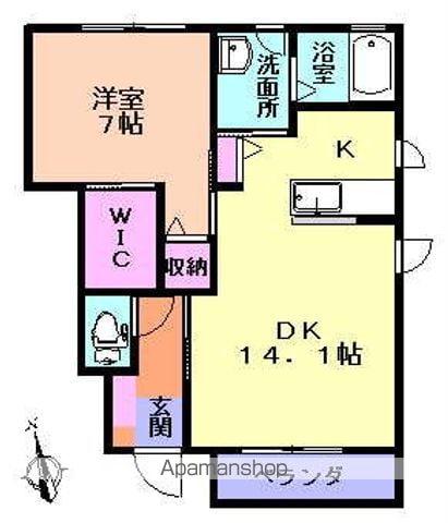 ルイ・アビタシオンB(1LDK/1階)の間取り写真