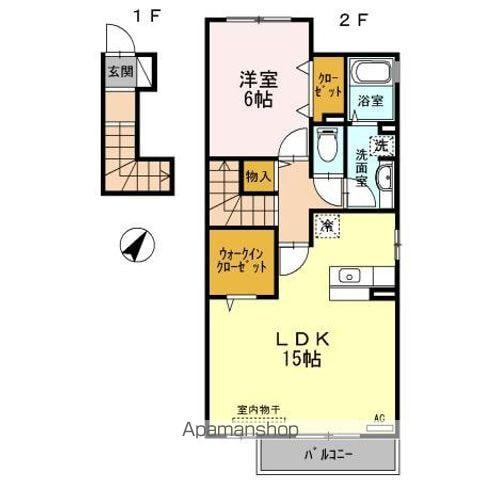 御所アリビオ(1LDK/2階)の間取り写真