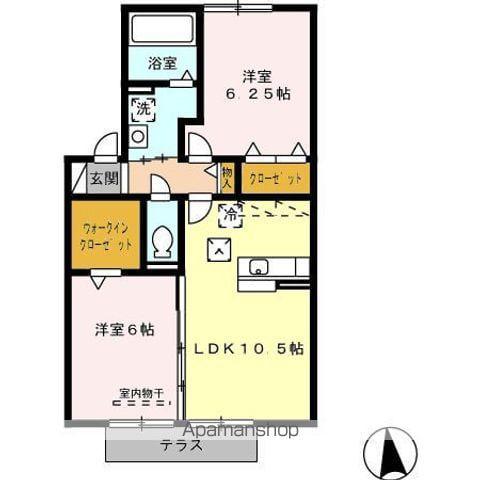 ベルコートA・B(2LDK/1階)の間取り写真