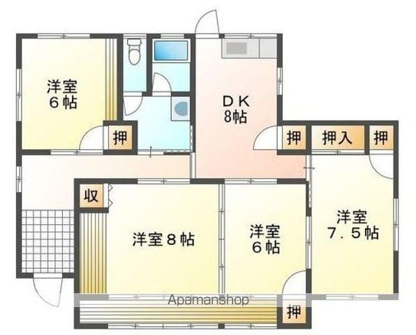 東海道本線 近江八幡駅 バス乗車時間:19分 松が丘バス停で下車 徒歩3分 1階建 築48年(4DK)の間取り写真