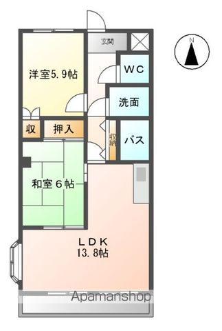 スカイハイツ野田(2LDK/4階)の間取り写真