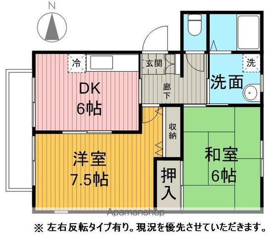 ジュネス杏花A棟(2DK/2階)の間取り写真