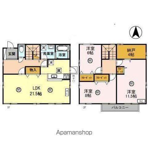 ハピラインふくい 福井駅(福井) バス乗車時間:23分 栃谷バス停で下車 徒歩10分 2階建 築28年(3LDK)の間取り写真