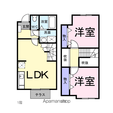 ニュークレストール光ケ丘(2LDK/1階)の間取り写真