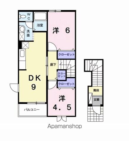 アヴニールⅥ(2DK/2階)の間取り写真