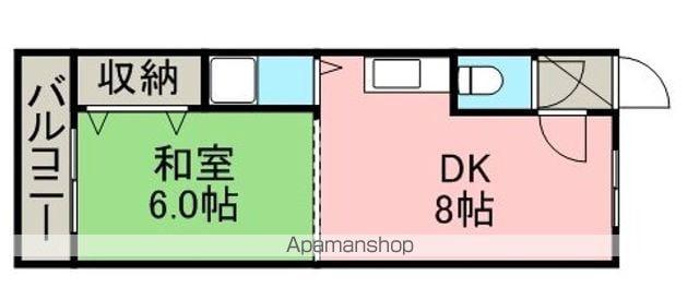カサデューク中の島(1DK/3階)の間取り写真