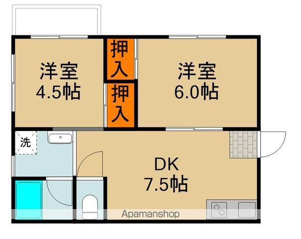 幸福町マンション(2DK/2階)の間取り写真