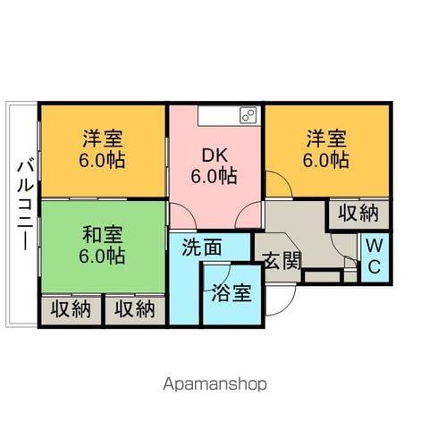 シベール二番館(3DK/4階)の間取り写真