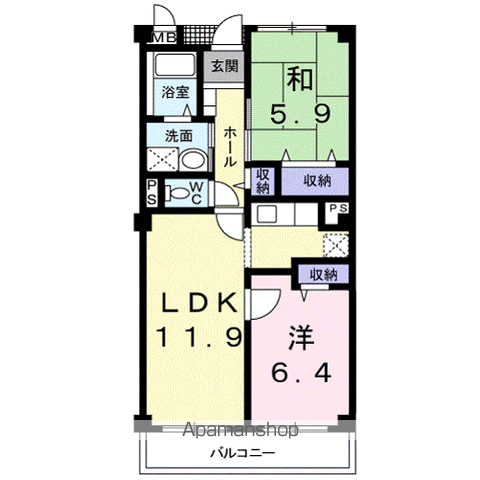 コモド・カーサ(2LDK/3階)の間取り写真
