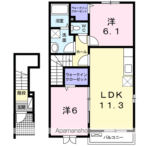 サンヒルズM・Ⅰ(2LDK/2階)の間取り写真