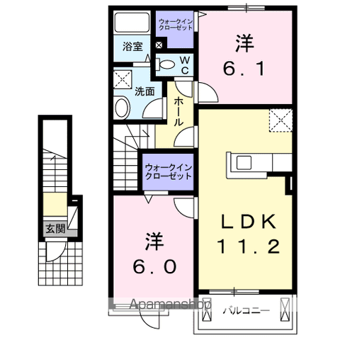 GRAND JETE Ⅰ(2LDK/2階)の間取り写真