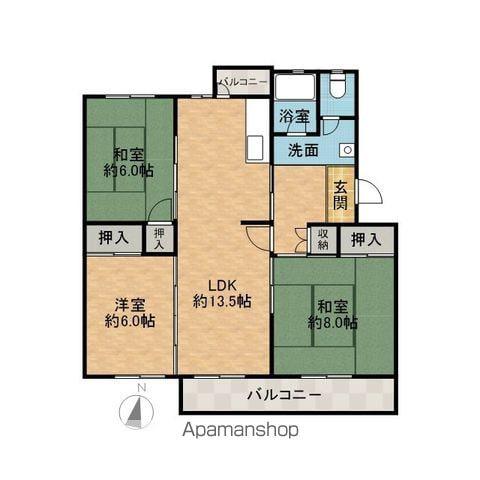 郡山団地A12棟(3LDK/5階)の間取り写真