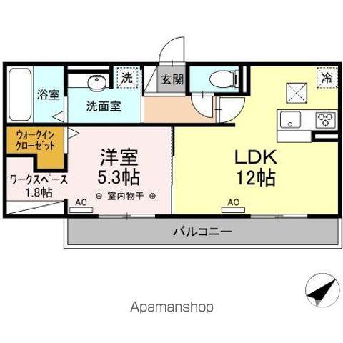 ジーニアル柏井(1LDK/1階)の間取り写真