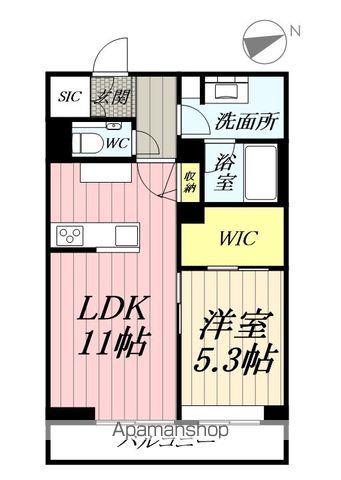 ルピナスⅠ(1LDK/2階)の間取り写真