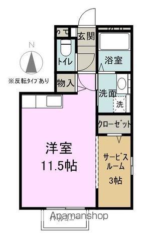 スクエアガーデン(ワンルーム/1階)の間取り写真