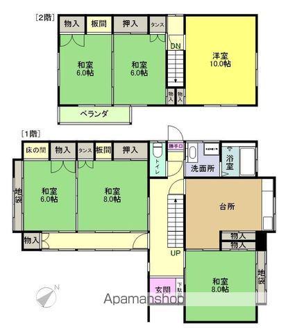 常磐線 勿来駅 バス乗車時間:7分 四沢作田バス停で下車 徒歩2分 2階建 築43年(6DK)の間取り写真