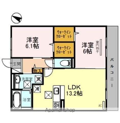 ノース COAST(2LDK/1階)の間取り写真