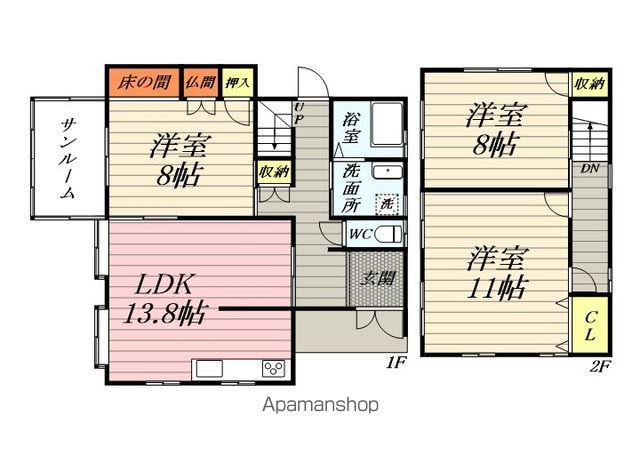 福井県越前市 2階建 築32年(3LDK)の間取り写真