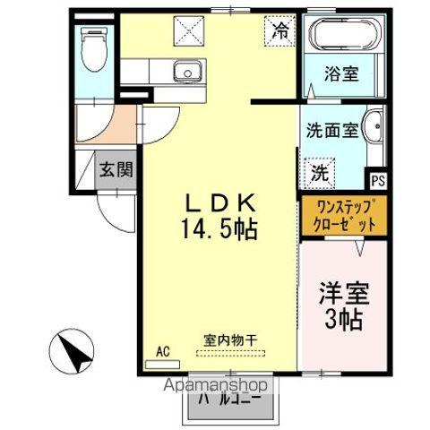 ハピネス下阪本(1LDK/1階)の間取り写真