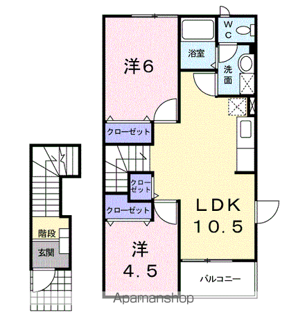 ソレアードエムB(2LDK/2階)の間取り写真