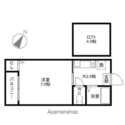 アーバン博多(1K/2階)の間取り写真