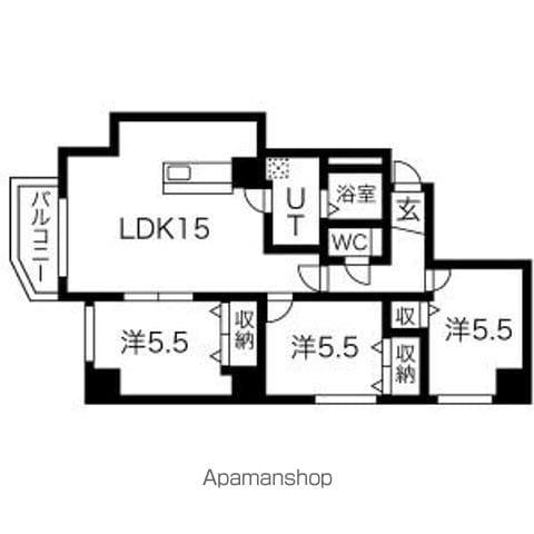 セピア山の手(3LDK/3階)の間取り写真