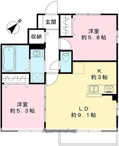 アリビオ A(2LDK/1階)の間取り写真