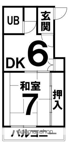 空とこもれ陽のギャルデ(1DK/2階)の間取り写真