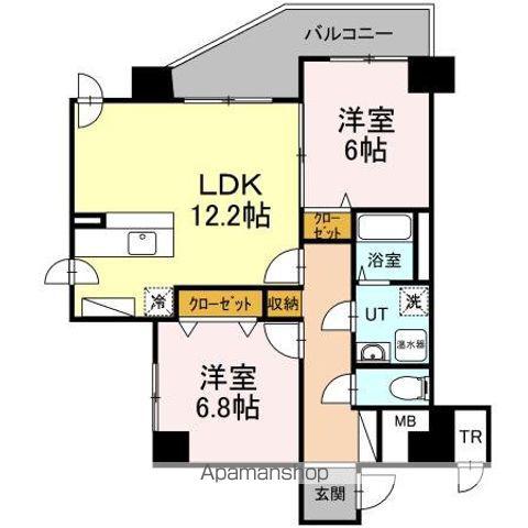 ヴィラ福住(2LDK/9階)の間取り写真