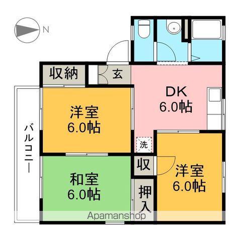 ハイツベルドンナ(3DK/1階)の間取り写真