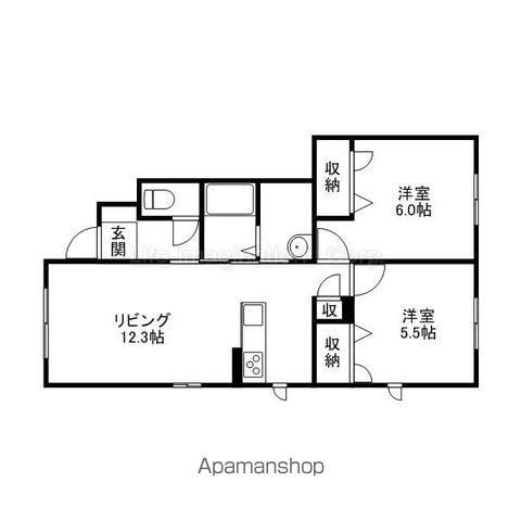 サンクレール三大寺(2LDK/1階)の間取り写真