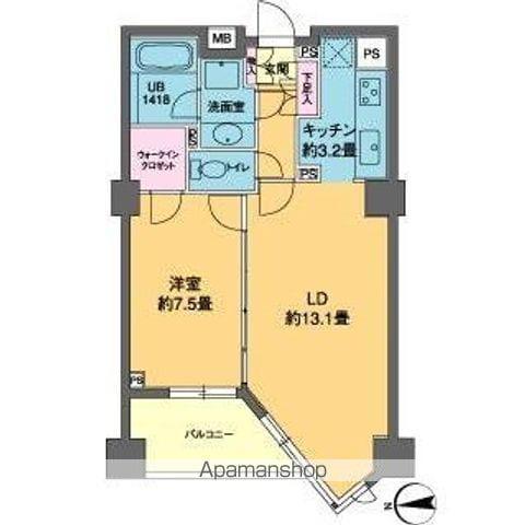 カスタリア高輪(1LDK/3階)の間取り写真