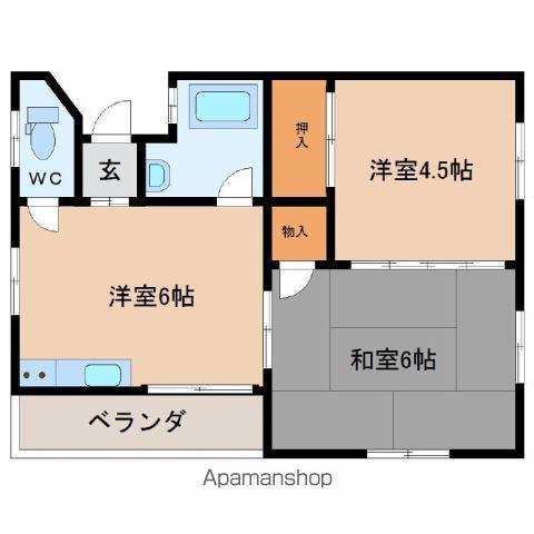 サンライズ橘(1DK/3階)の間取り写真