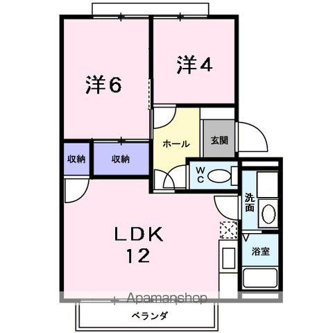 ノースヴィリッジA(2LDK/2階)の間取り写真