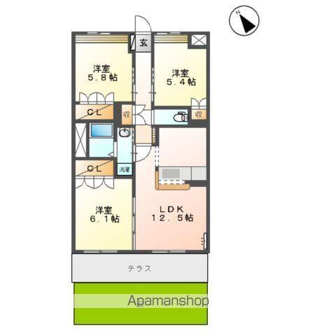 ルナ・メア(3LDK/1階)の間取り写真