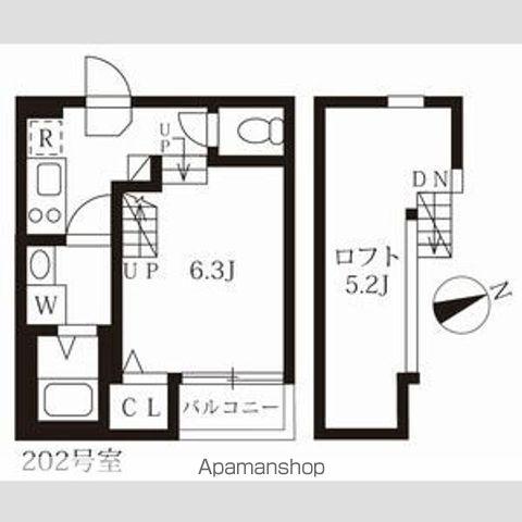 ハーモニーテラス八田Ⅱ(1K/2階)の間取り写真