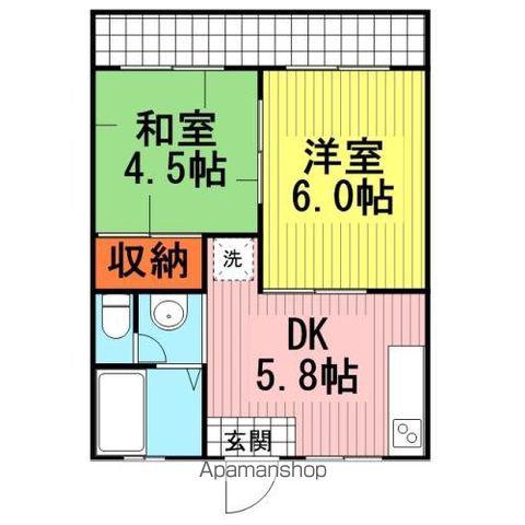 メゾンコスモス(2DK/2階)の間取り写真