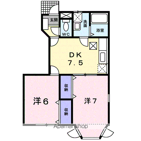 メゾンセレッソ Ⅱ(2DK/1階)の間取り写真