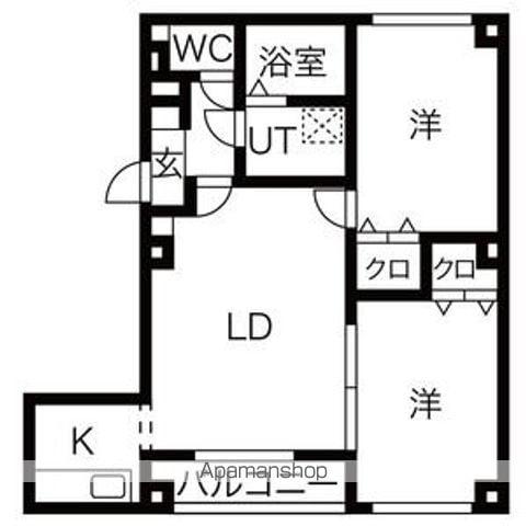 ヴィル・プレジール(2LDK/2階)の間取り写真